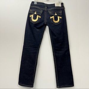 True Religion Billie jeans gold sequin pockets straight leg - size 27